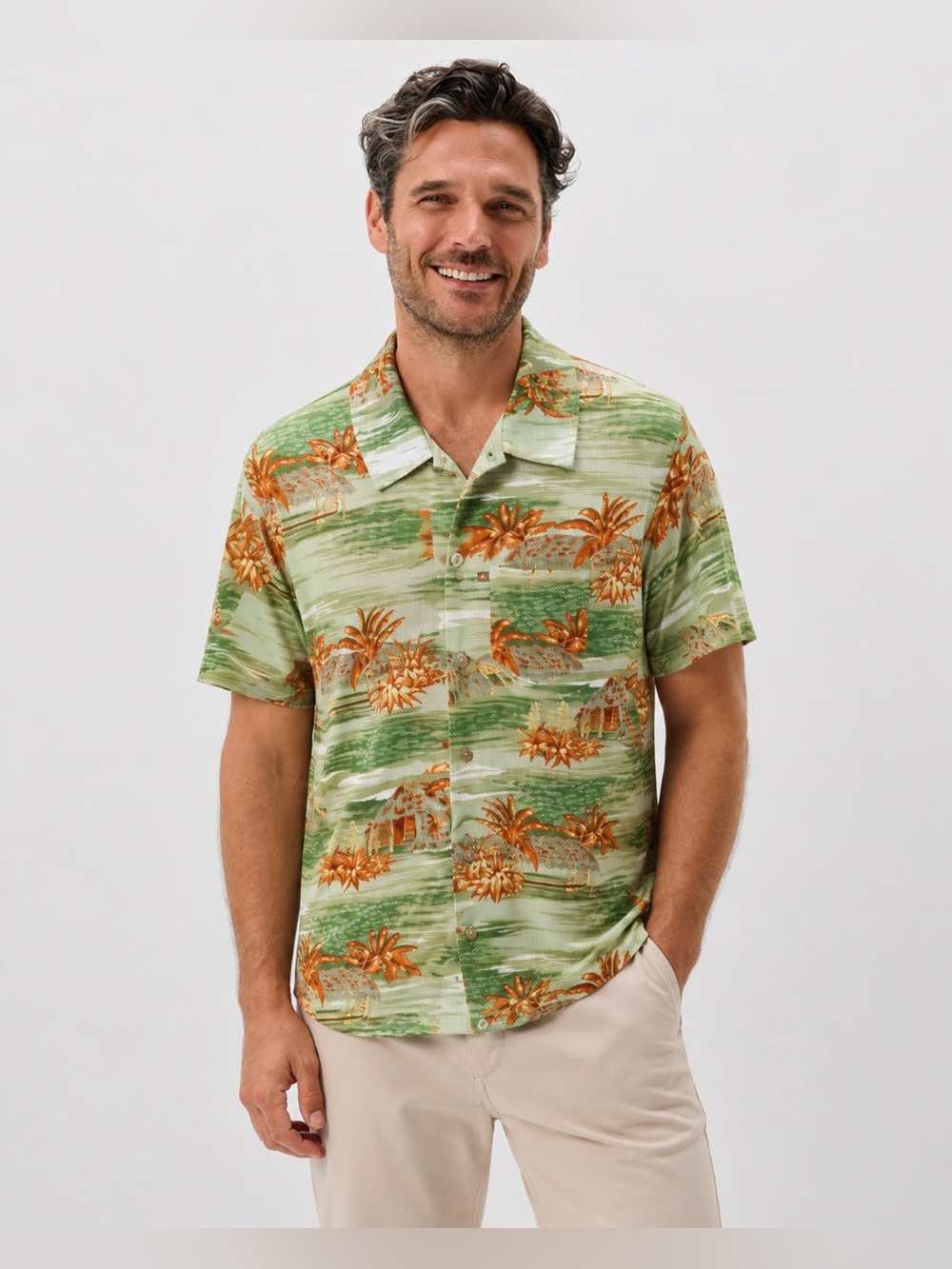 Vintage Men’s Quicksilver Mesh Hawaiian Shirt Short Sleeve Collar Button Up 954